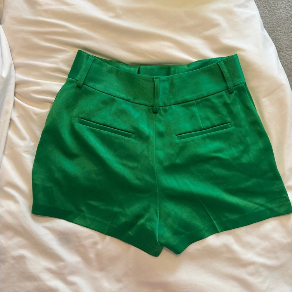 Alice + Olivia Emerald Green High-Waist Tailored Shorts